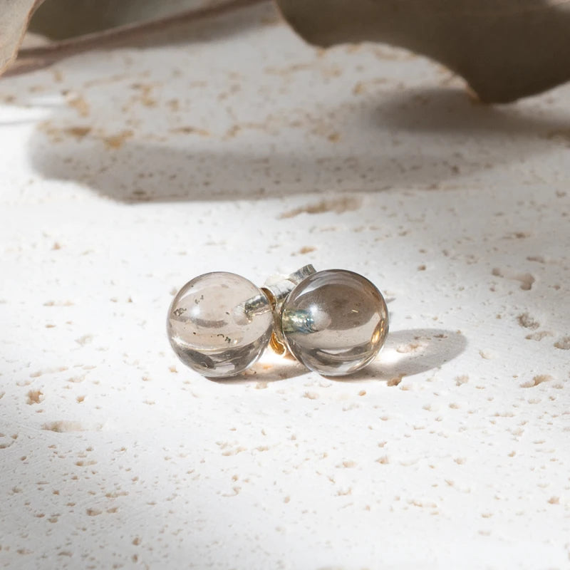Boucles d'oreilles Quartz Fumé rondes et argent 925 – Ancrage et Sérénité