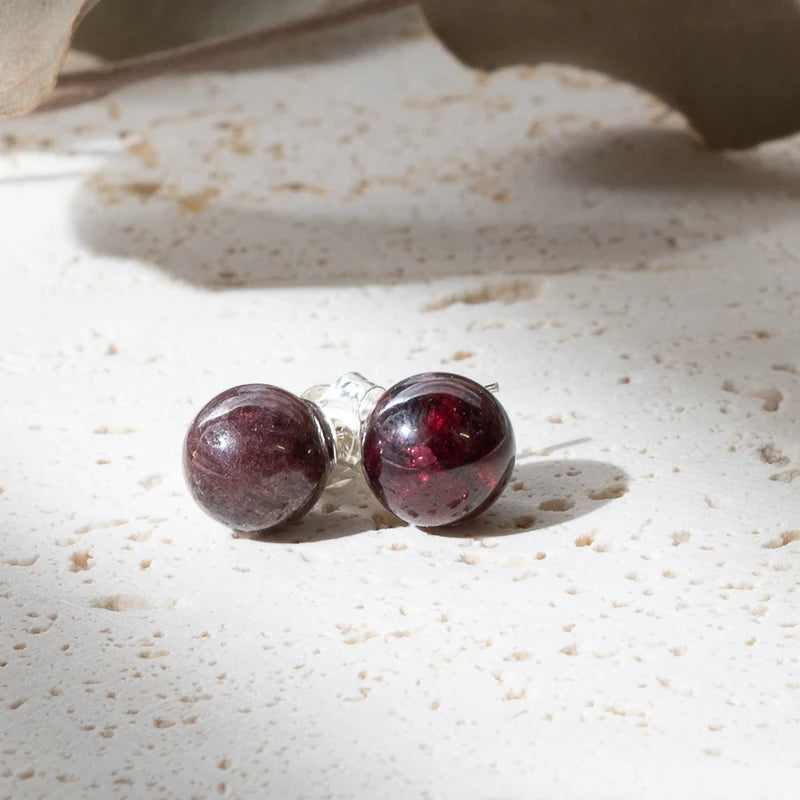 Boucles d'oreilles Grenat argent 925 rondes – Passion et Énergie Revitalisante