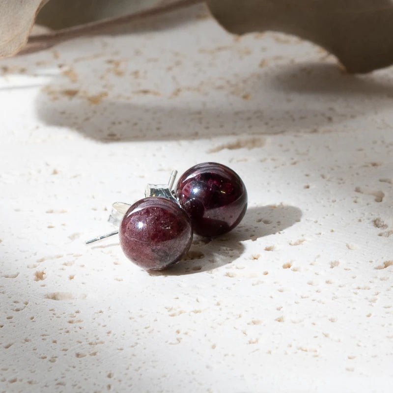 Boucles d'oreilles Grenat argent 925 rondes – Passion et Énergie Revitalisante