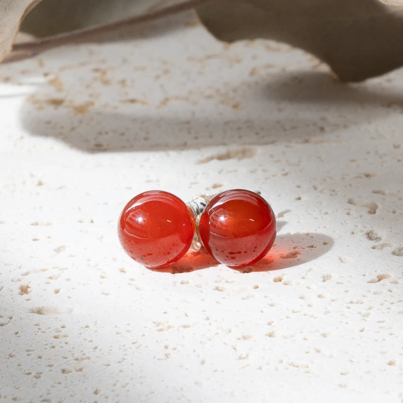 Boucles d'oreilles Cornaline - Puce & Argent 925