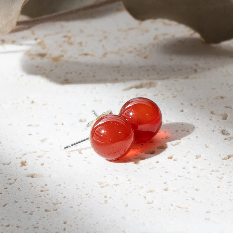 Boucles d'oreilles Cornaline - Puce & Argent 925