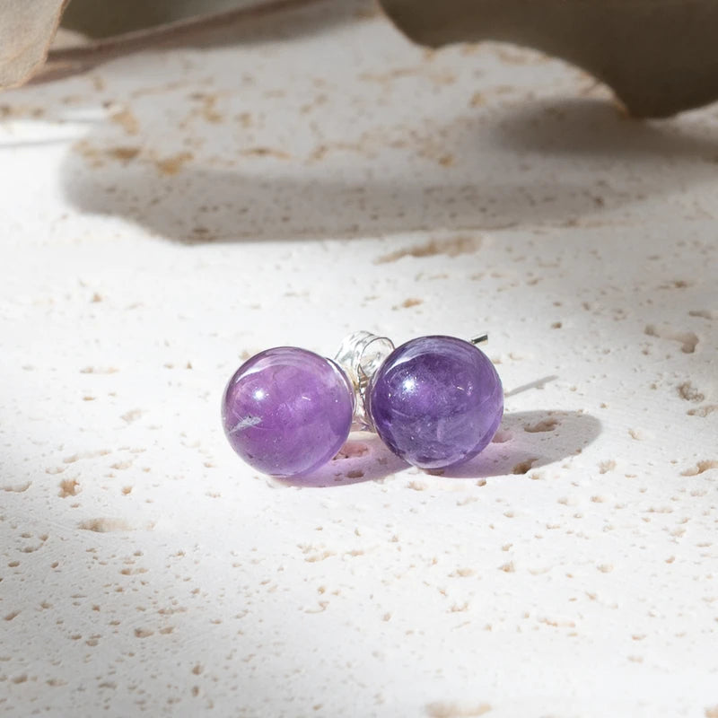 Boucles d'oreilles Améthyste argent 925 rondes – Sérénité et Protection Spirituelle