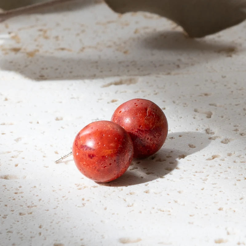 Boucles d'oreilles Jaspe Rouge argent 925 rondes – Force, Passion et Vitalité
