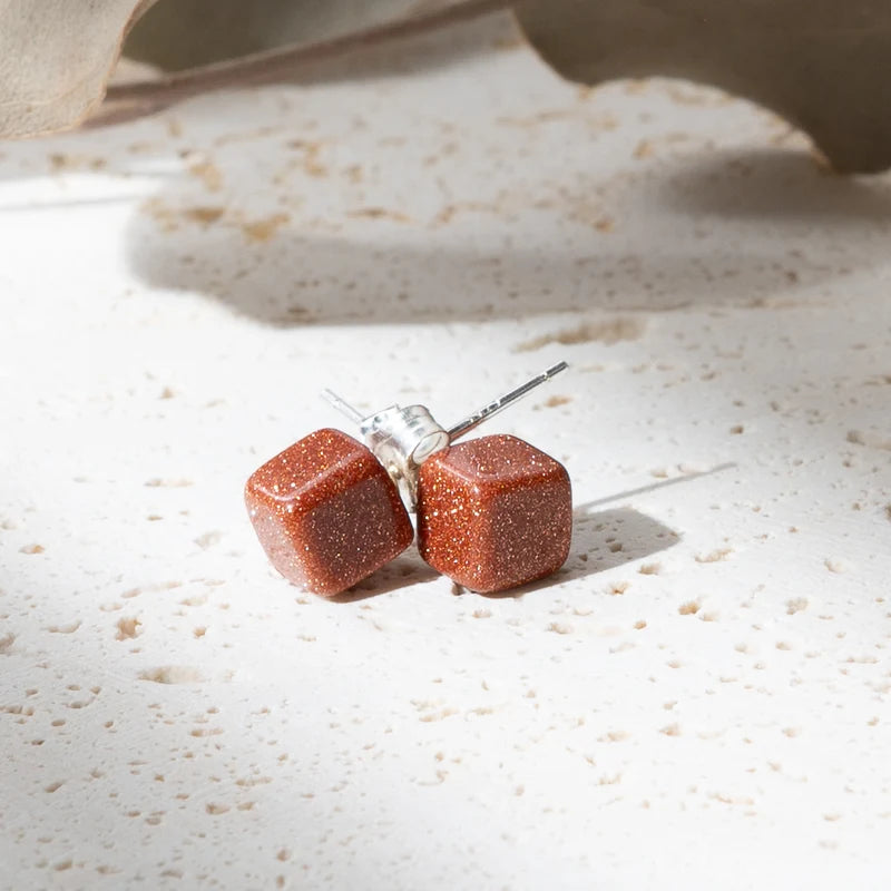 Boucles d'oreilles Sandstone - Carrées & Argent 925