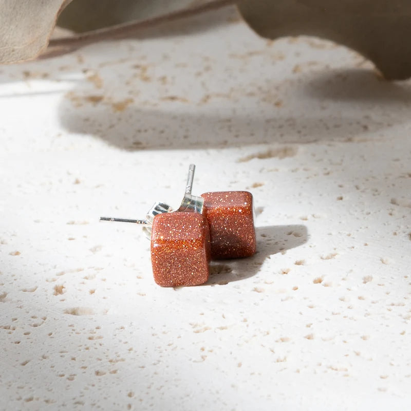 Boucles d'oreilles Sandstone - Carrées & Argent 925