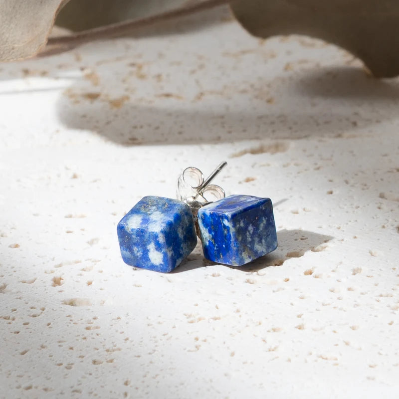 Boucles d'oreilles Lapis lazuli argent 925 carrées – Sagesse et Clarté Mentale