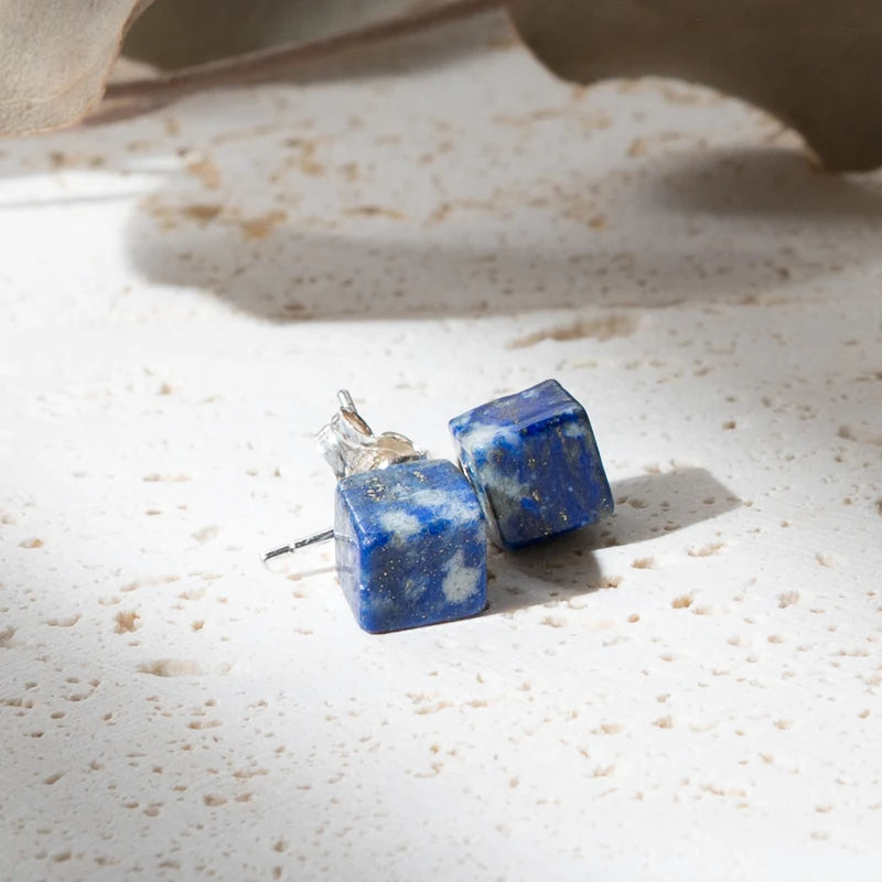Boucles d'oreilles Lapis lazuli argent 925 carrées – Sagesse et Clarté Mentale