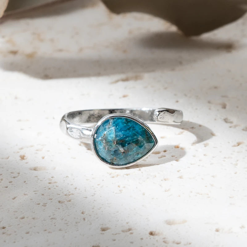 Bague goutte d'eau Apatite – Énergie, Motivation et Croissance Personnelle