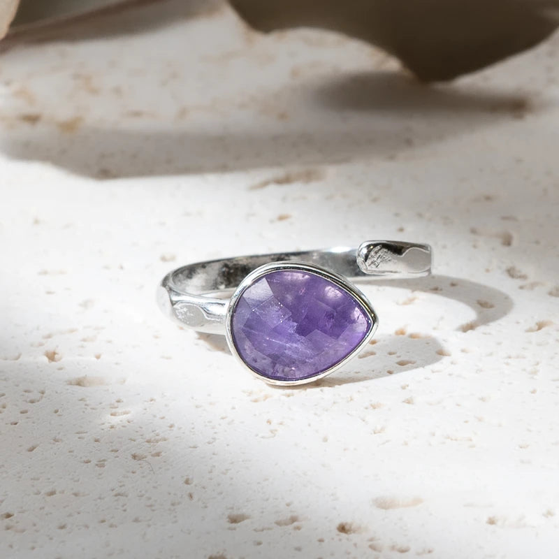 Bague goutte d'eau en Améthyste – Sérénité et Protection Spirituelle