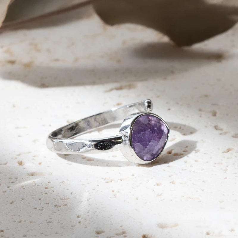 Bague goutte d'eau en Améthyste – Sérénité et Protection Spirituelle