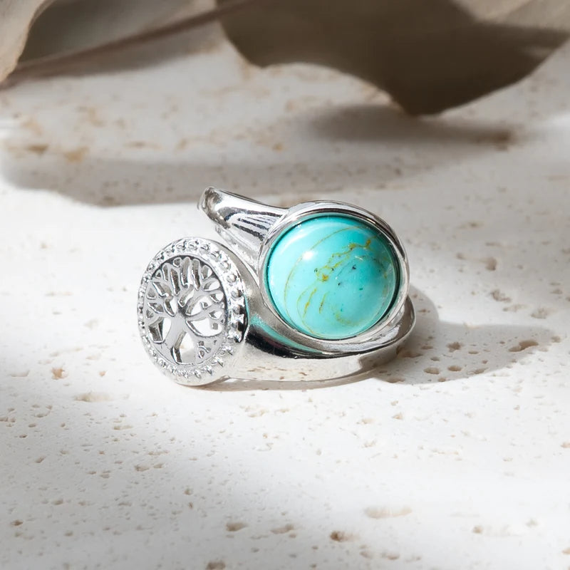 Bague arbre de vie Turquoise Bleue – Sérénité et Équilibre Émotionnel