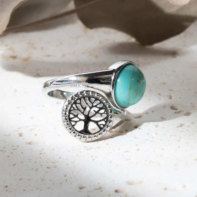 Bague arbre de vie Turquoise Bleue – Sérénité et Équilibre Émotionnel