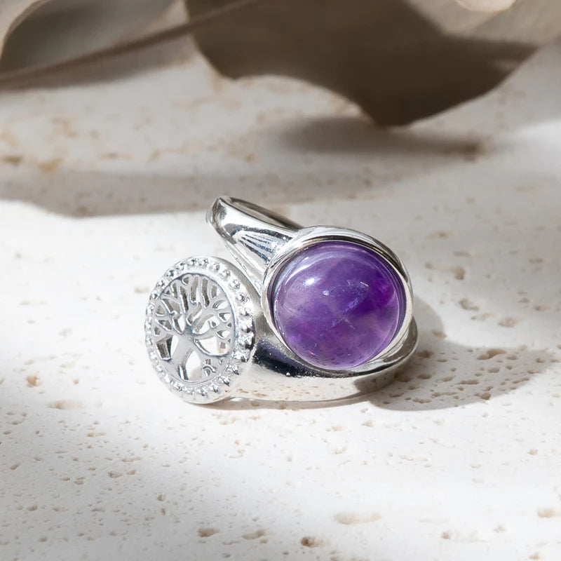 Bague arbre de vie en Améthyste – Sérénité et Protection Spirituelle
