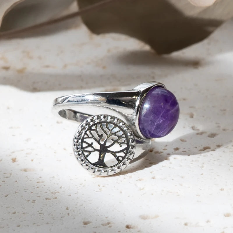 Bague arbre de vie en Améthyste – Sérénité et Protection Spirituelle