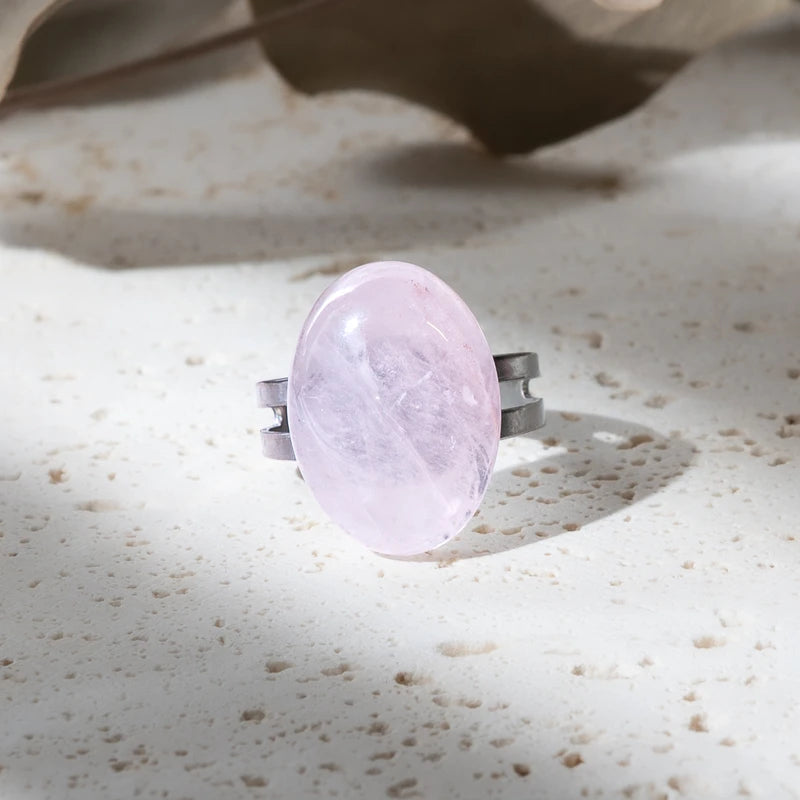Bague ovale en Quartz Rose – Amour et Guérison Émotionnelle