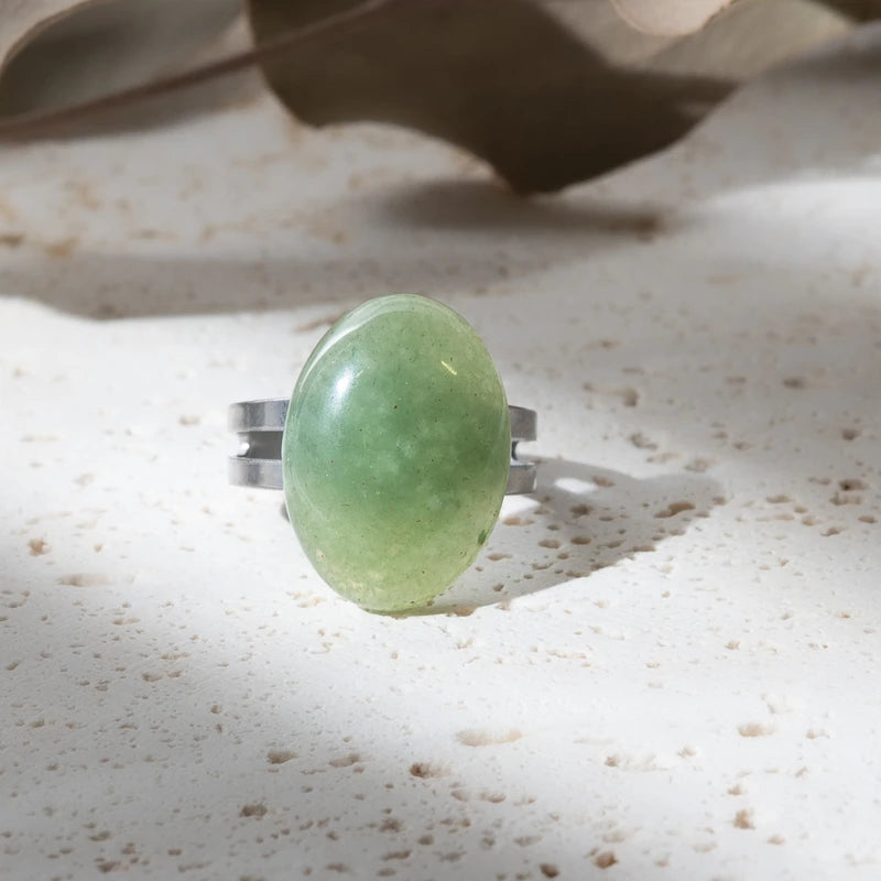 Bague ovale Aventurine – Prospérité et Équilibre Intérieur