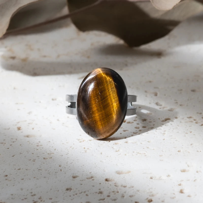 Bague ovale Oeil de Tigre – Confiance et Protection