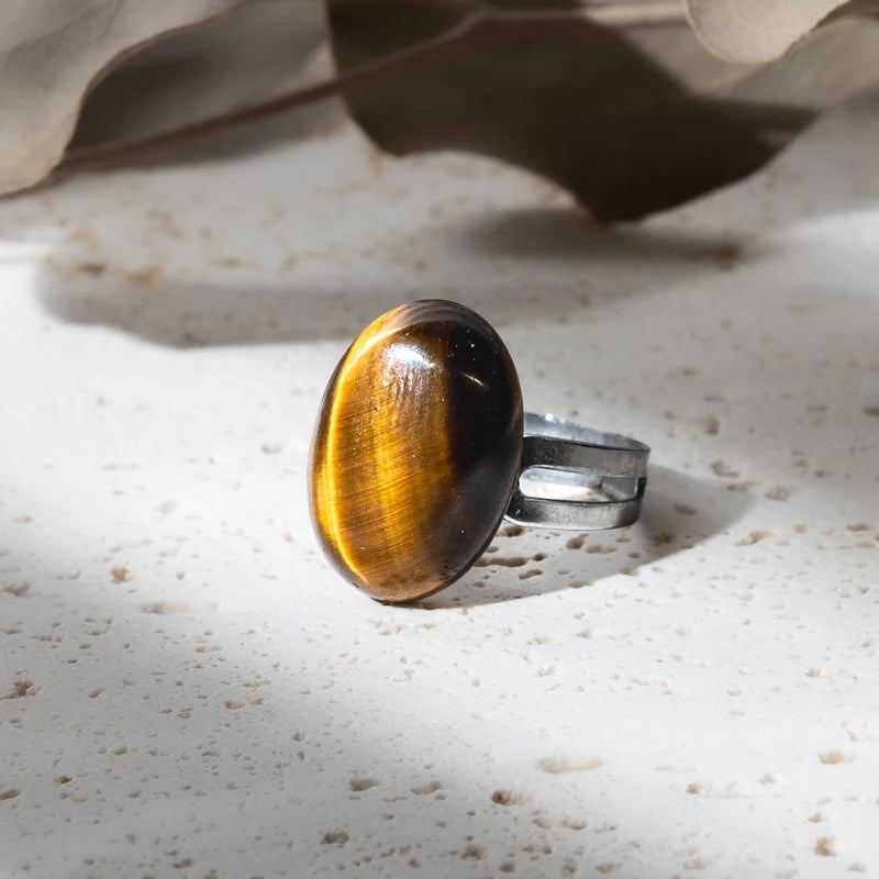 Bague ovale Oeil de Tigre – Confiance et Protection