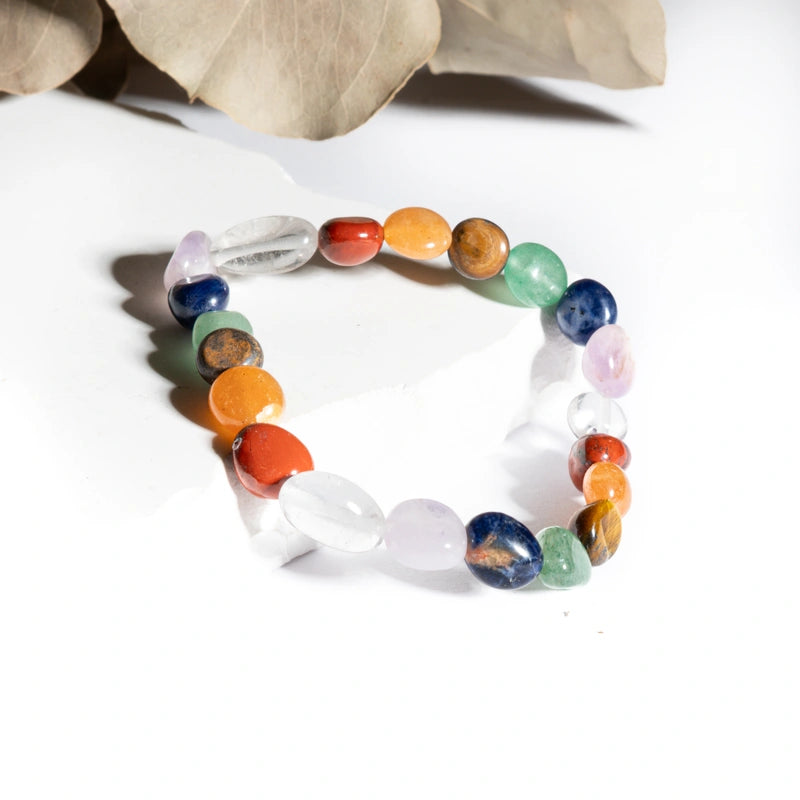 Bracelet 7 chakras mix - Pierres roulées