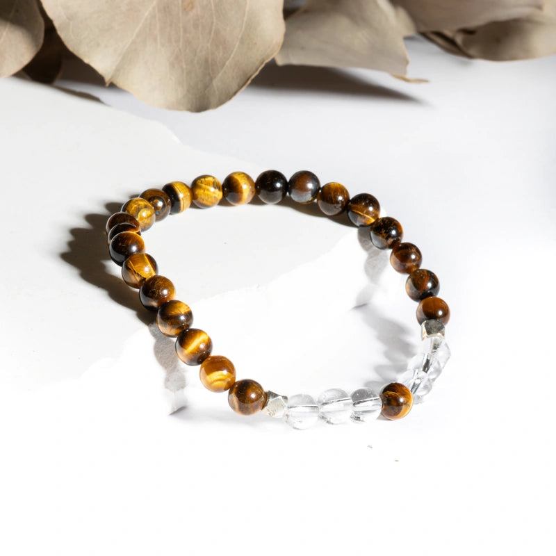 Bracelet "Énergie" Cristal de Roche et Oeil de Tigre - Aponi