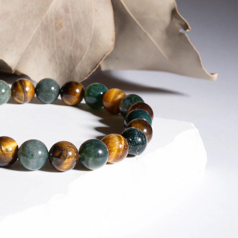 Bracelet "Confiance "Oeil de Tigre et Agate Mousse