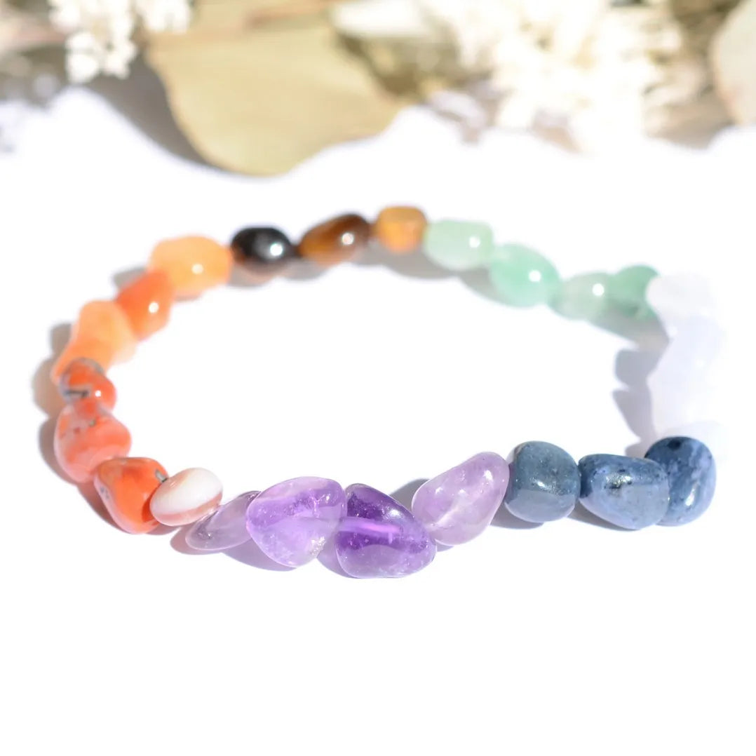 Bracelet 7 chakras - Pierres roulées