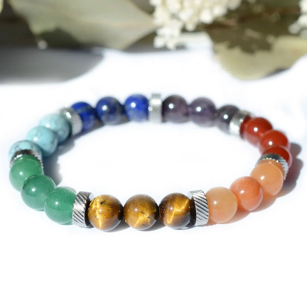 Bracelet 7 chakras Tibétain - Pierres boules