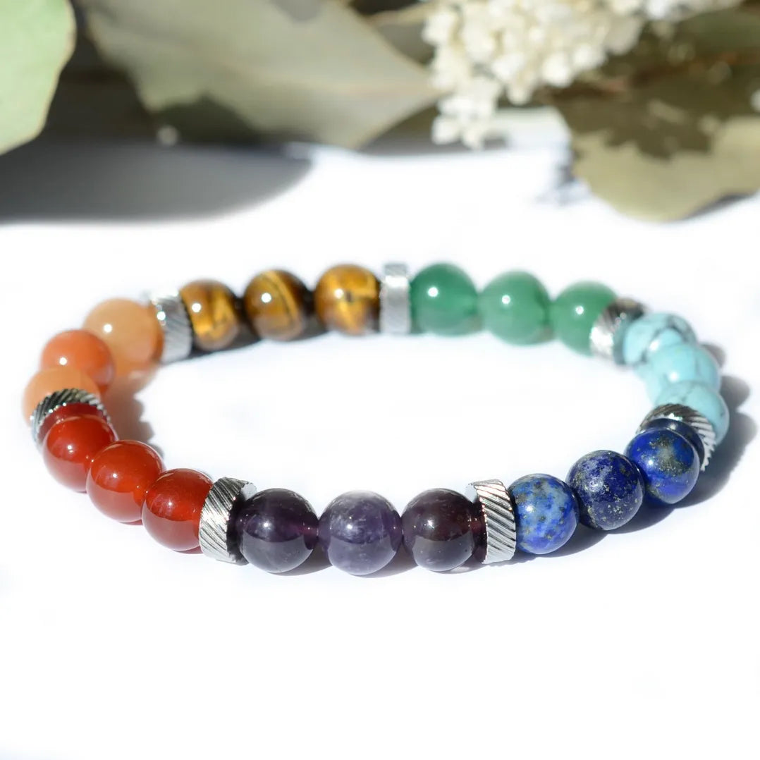 Bracelet 7 chakras Tibétain - Pierres boules