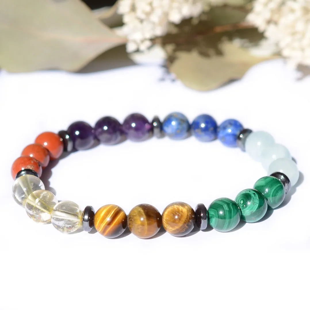 Bracelet 7 chakras - Pierres boules