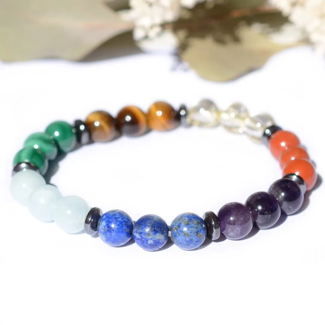 Bracelet 7 chakras - Pierres boules