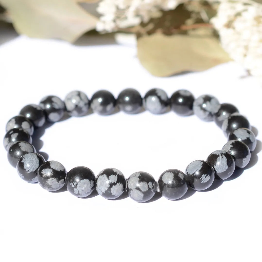 Bracelet Obsidienne Flocon de Neige – Sérénité et Protection