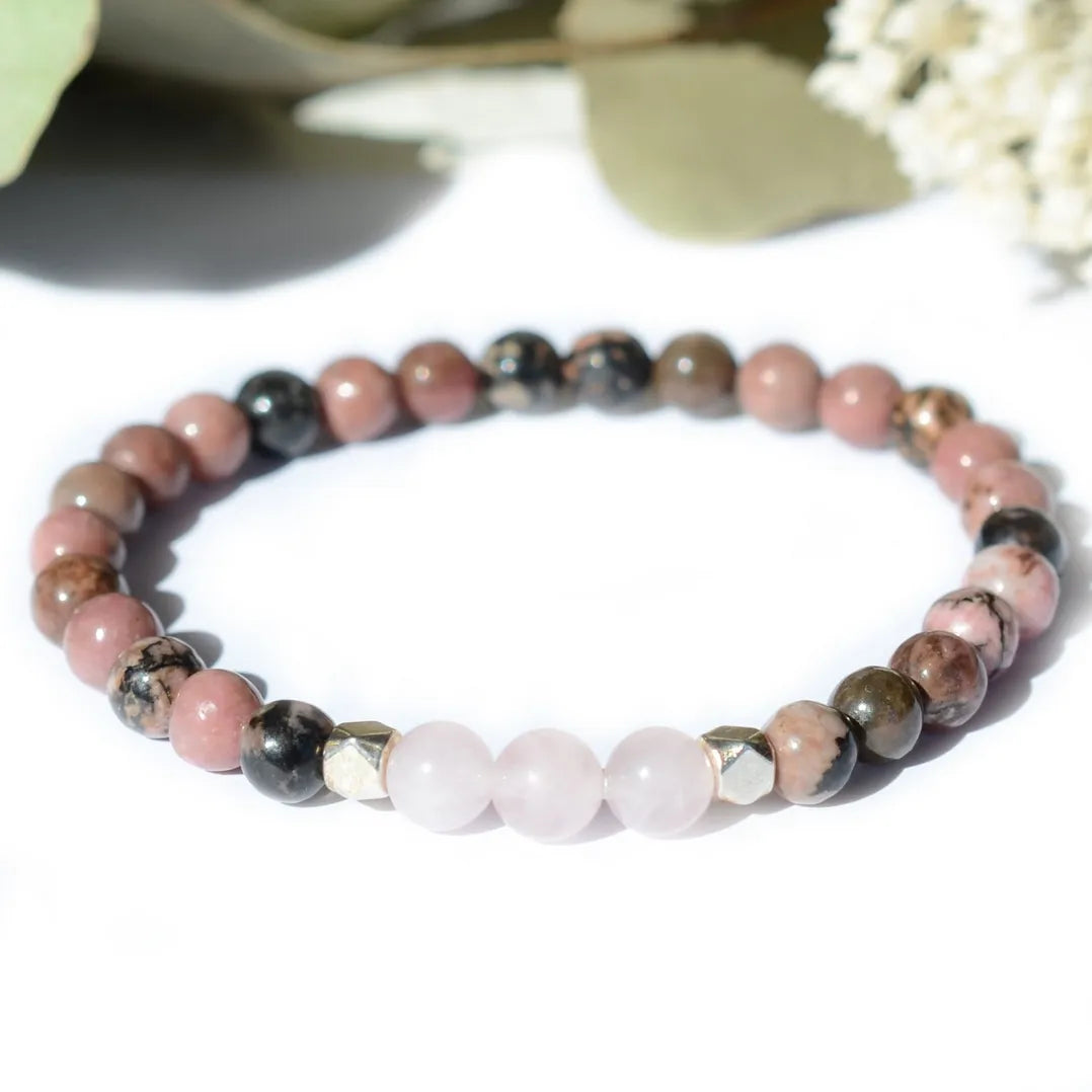 Bracelet "Confiance" Rhodonite et Quartz Rose - Aponi