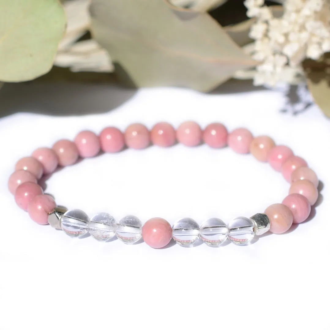 Bracelet "Amour & Guérison" Cristal de Roche et Rhodonite - Aponi