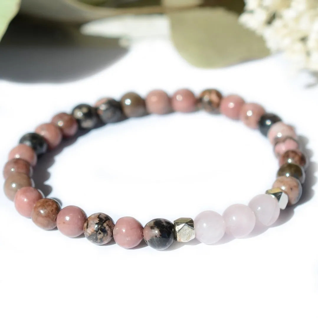 Bracelet "Confiance" Rhodonite et Quartz Rose - Aponi
