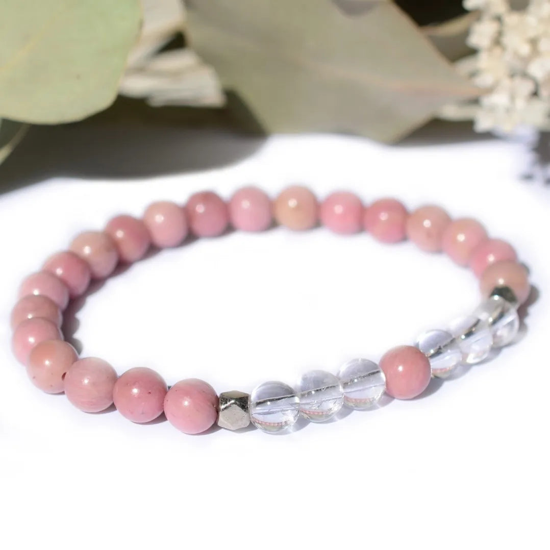 Bracelet "Amour & Guérison" Cristal de Roche et Rhodonite - Aponi