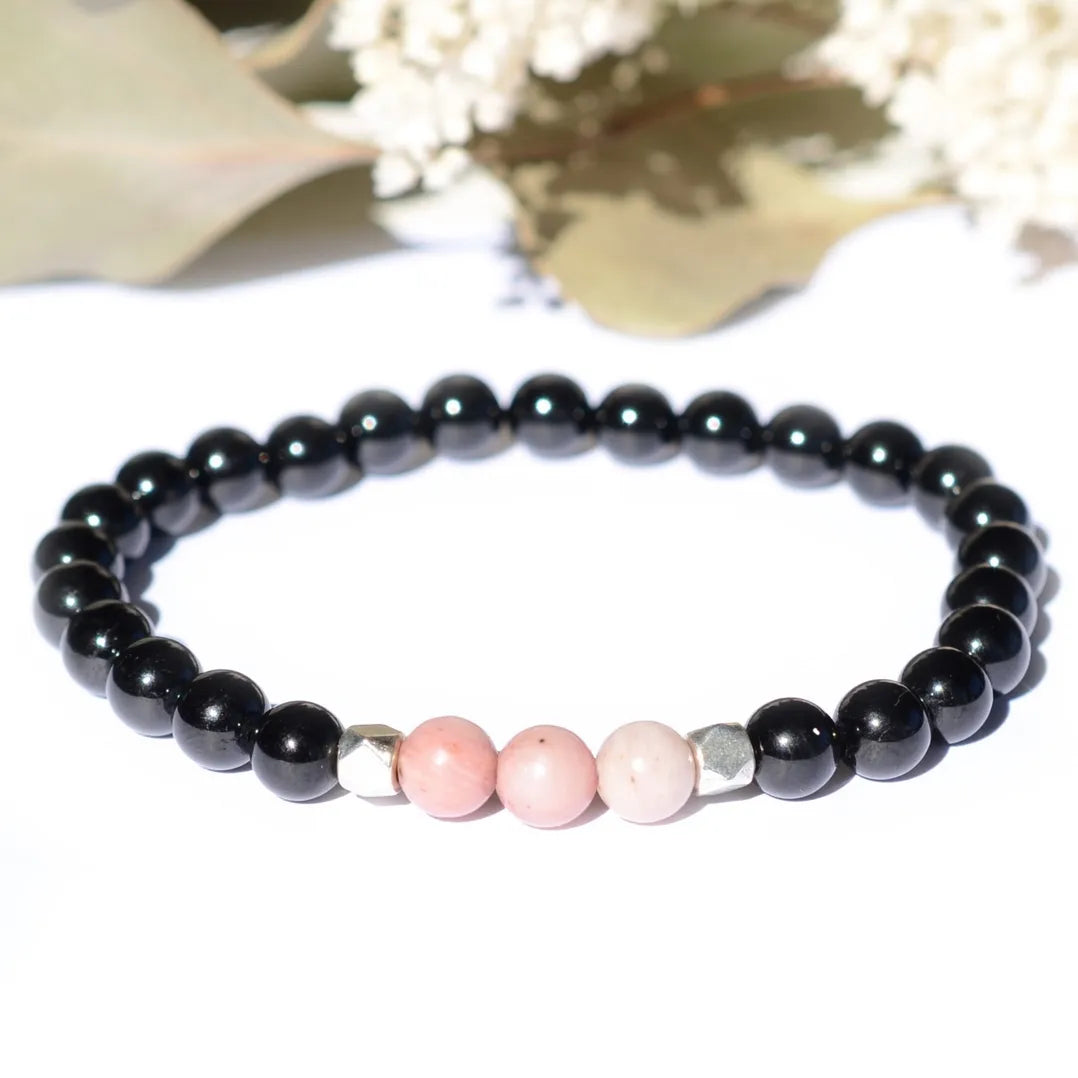 Bracelet "Anti-Stress" Rhodonite et Tourmaline Noire - Aponi