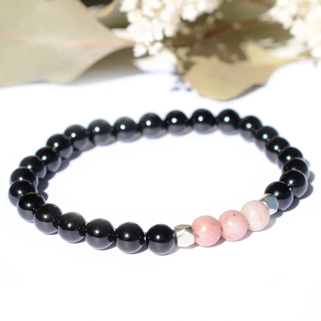 Bracelet "Anti-Stress" Rhodonite et Tourmaline Noire - Aponi